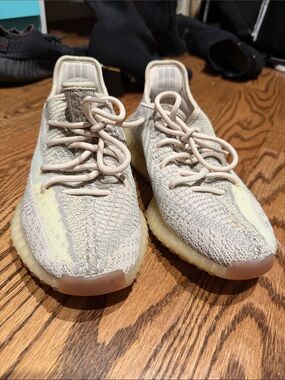 YEEZY 350 Knit Runner Sneakers in Cream and Pale Yellow